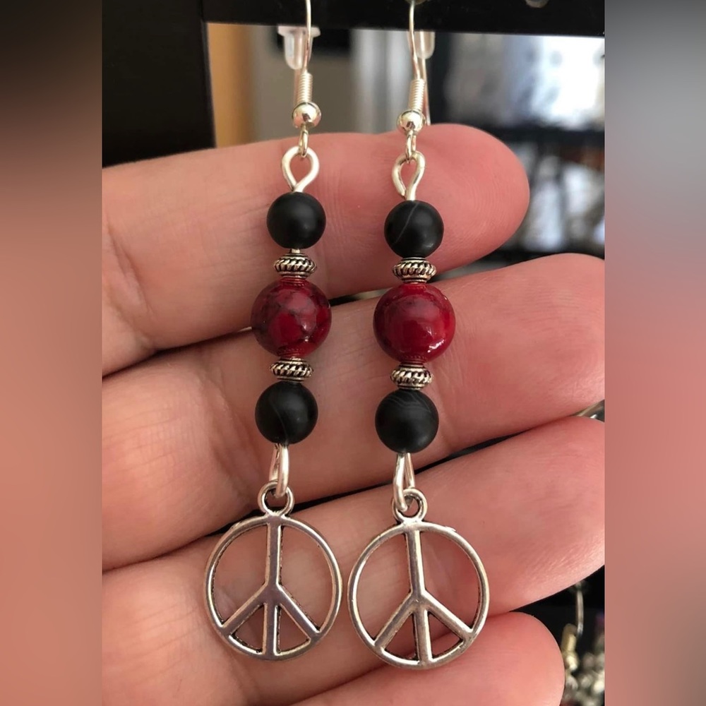 Artisan Handmade with love, dangling gorgeous beaded earrings.  One of kind.